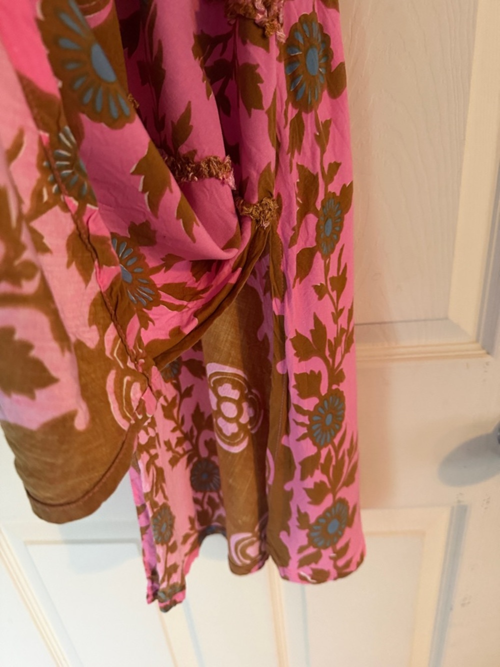 Pink and Brown Floral Halter Maxi Dress - Picture 3 of 8